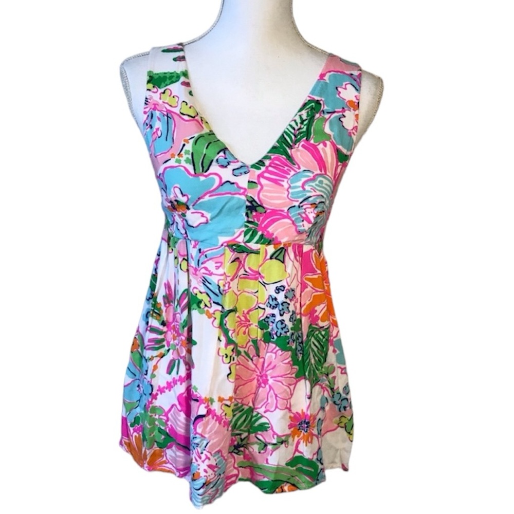 Lilly Pulitzer Nosey Posey Empire Waist Peplum Top Size Small Like New Condition - Picture 3 of 7
